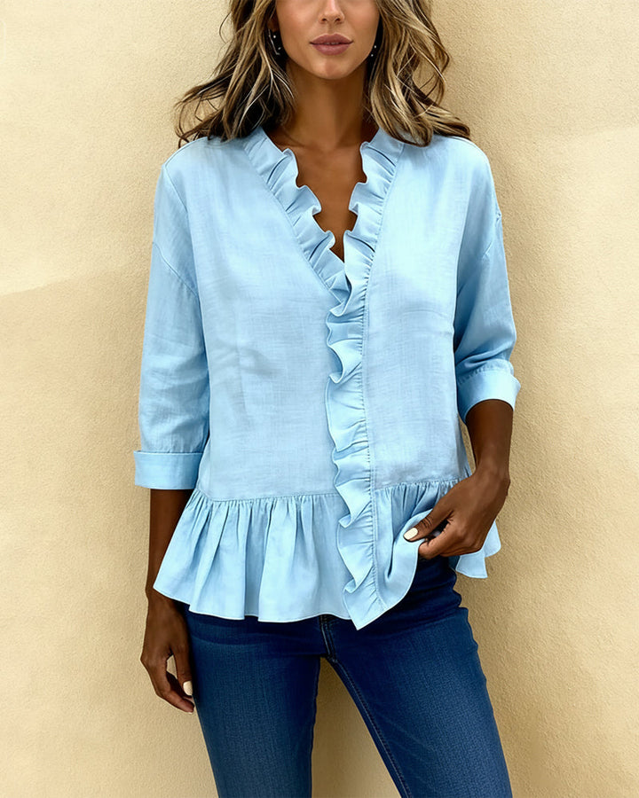 Talia | Ruffle blouse with V-neckline