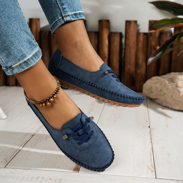Grace | Suede lace-up loafers with stitched trim