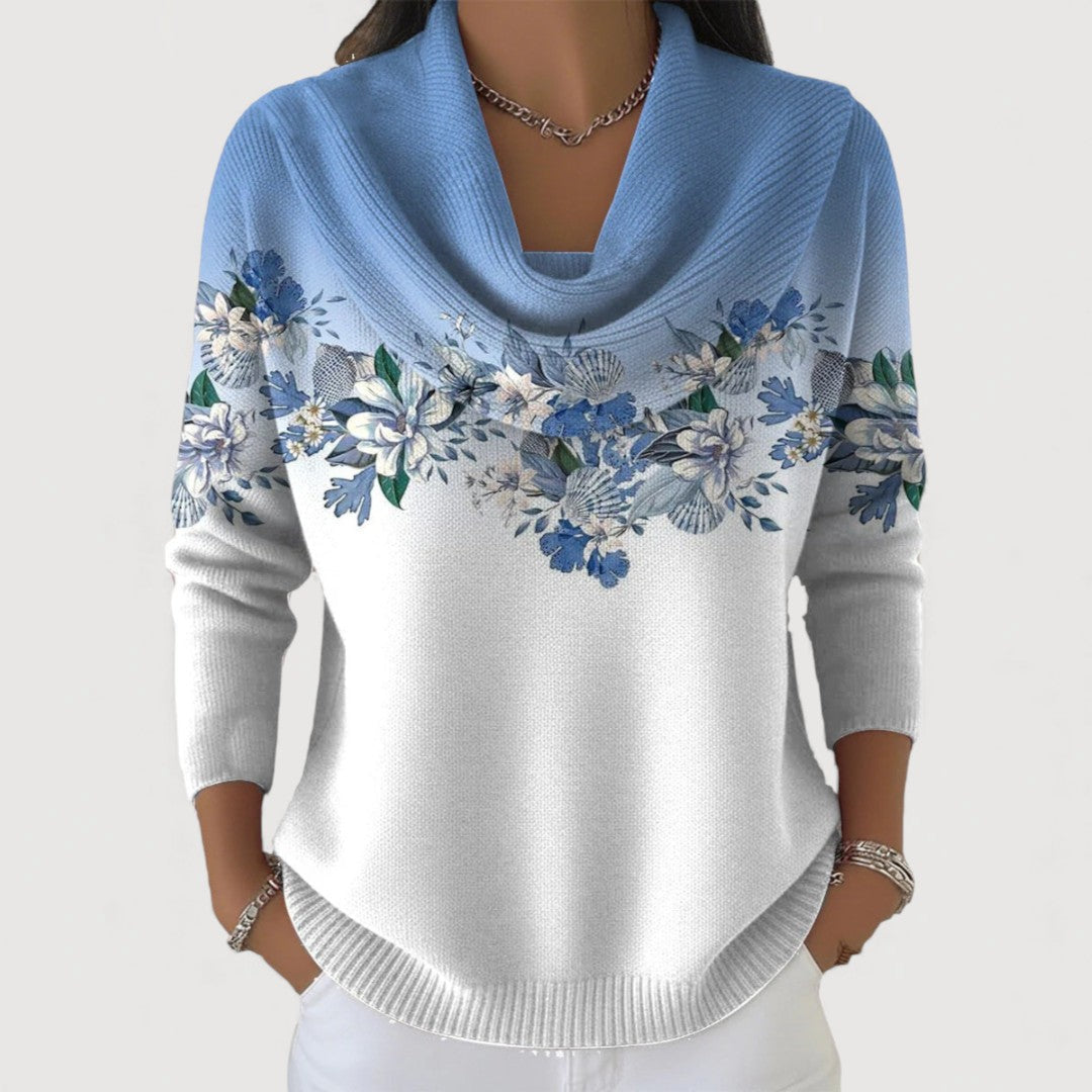 Suzy | Cowl neck sweater with floral print