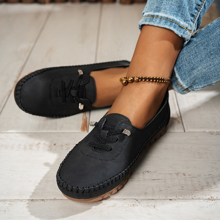 Grace | Suede lace-up loafers with stitched trim