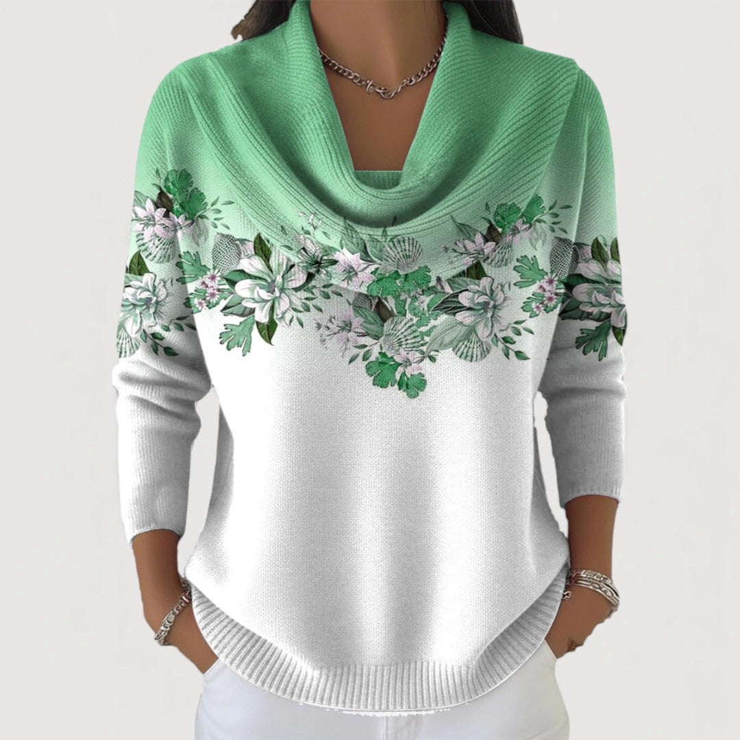 Suzy | Cowl neck sweater with floral print