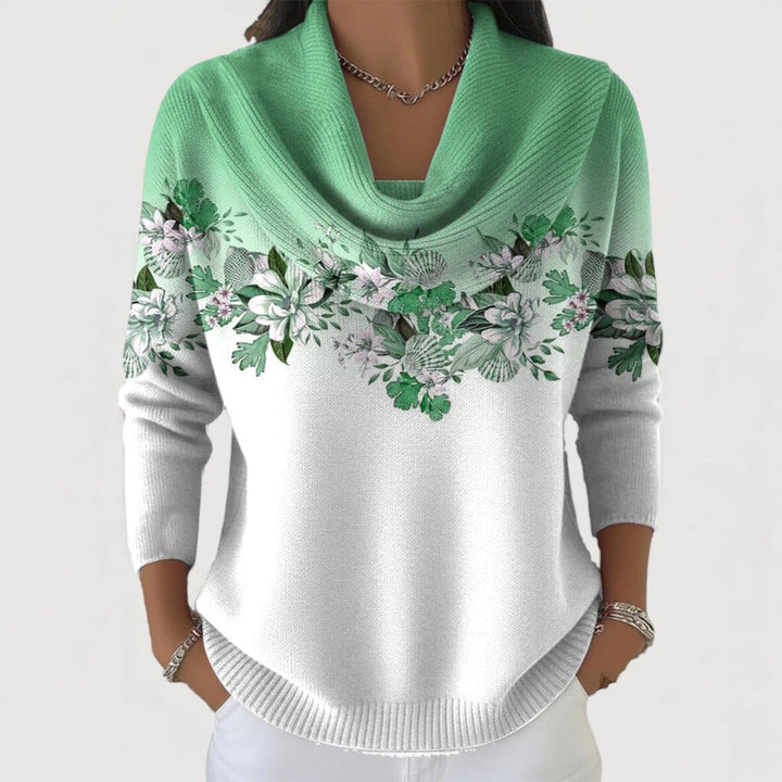 Suzy | Cowl neck sweater with floral print