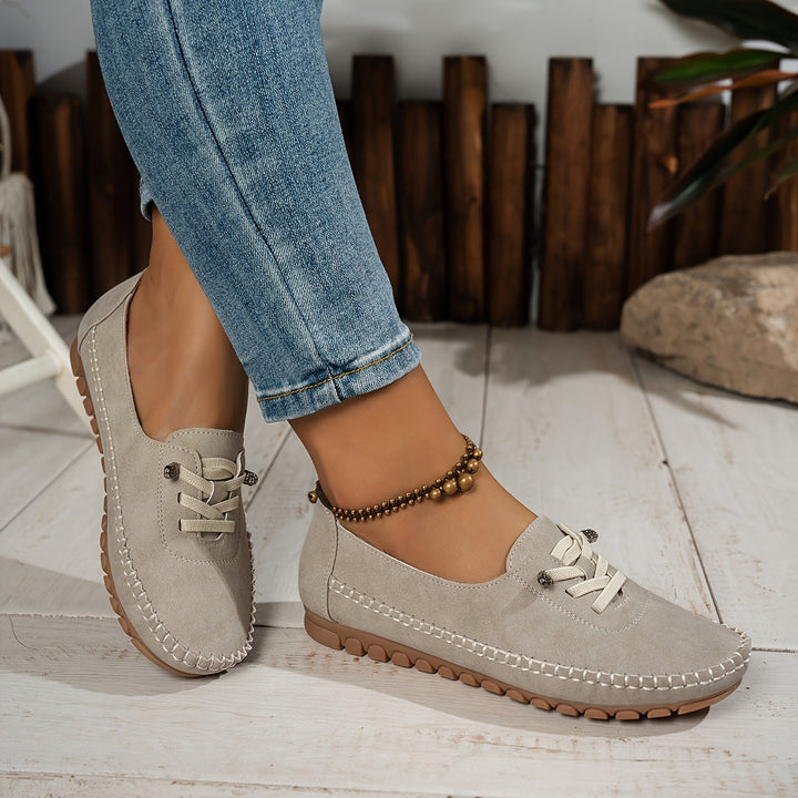 Grace | Suede lace-up loafers with stitched trim