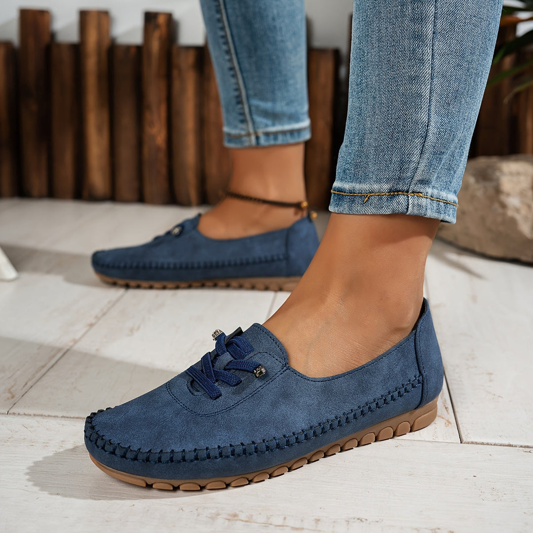 Grace | Suede lace-up loafers with stitched trim