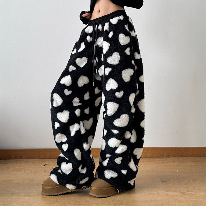 Velloura | Wide-leg heart print pants