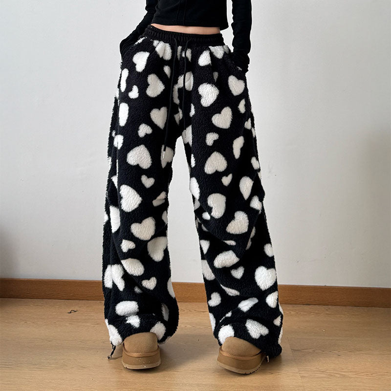 Velloura | Wide-leg heart print pants