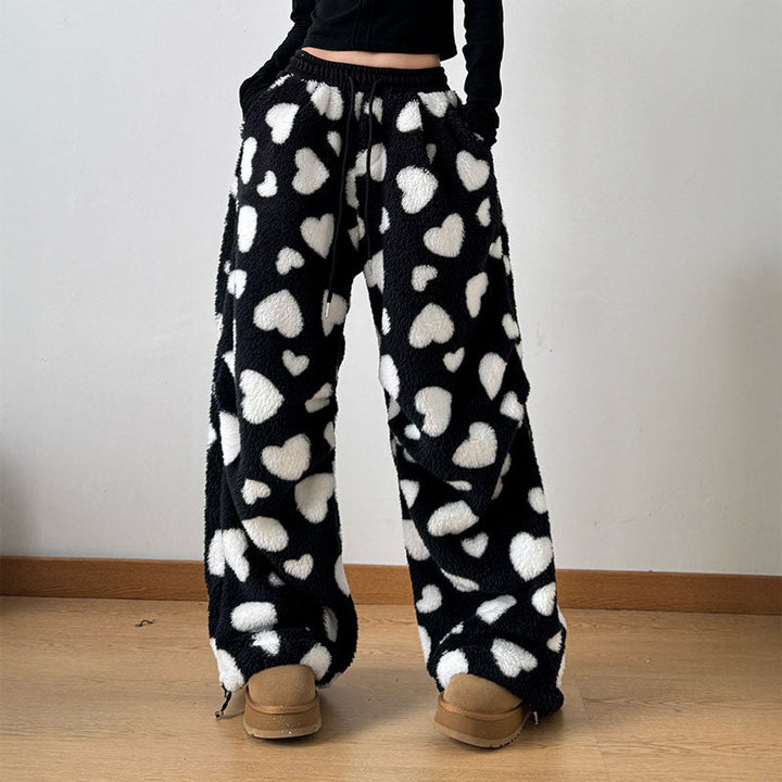 Velloura | Wide-leg heart print pants