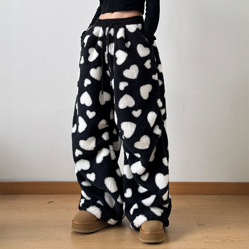 Velloura | Wide-leg heart print pants