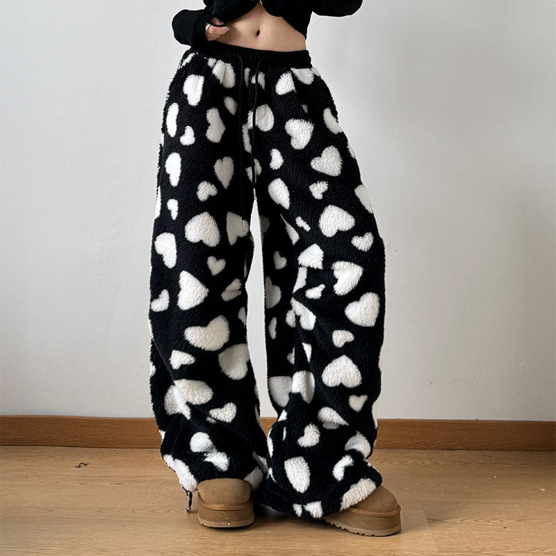 Velloura | Wide-leg heart print pants