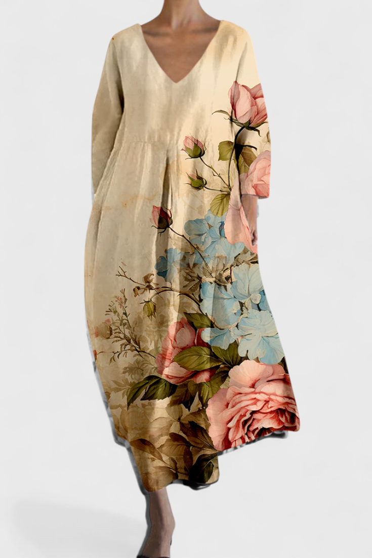 Isalinde | Colorful printed dress with V-neck