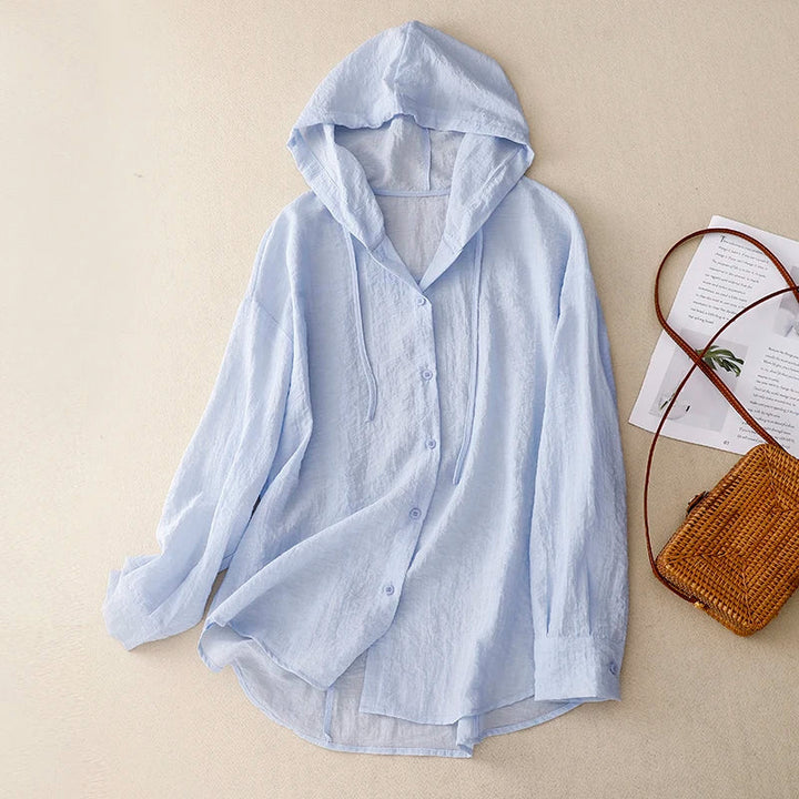 Olivia | Lightweight hooded button-up shirt