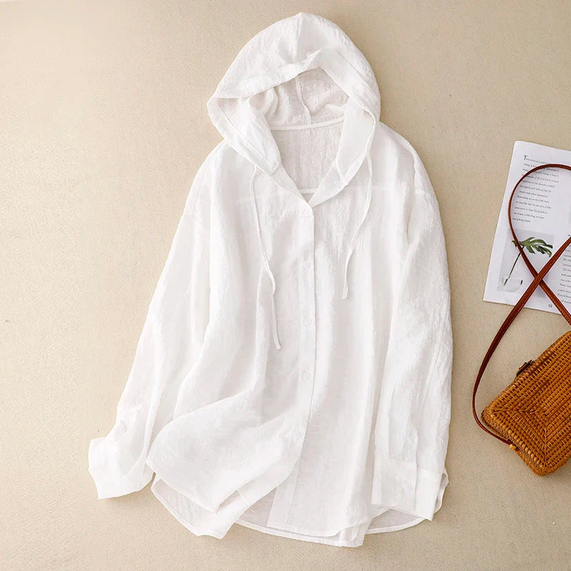 Olivia | Lightweight hooded button-up shirt
