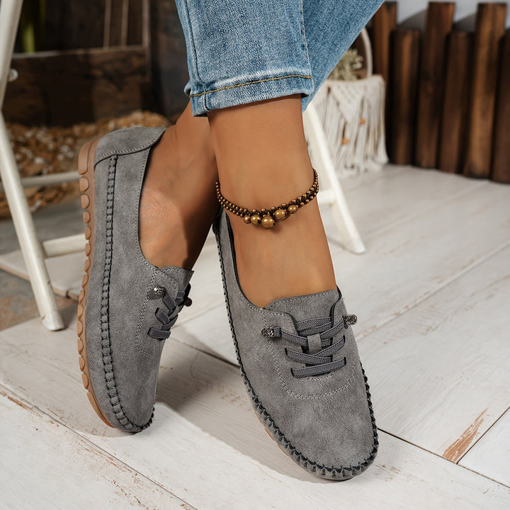 Grace | Suede lace-up loafers with stitched trim