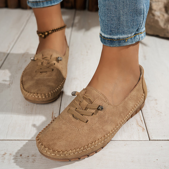 Grace | Suede lace-up loafers with stitched trim