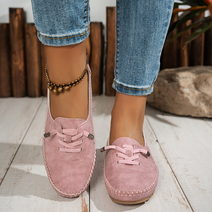 Grace | Suede lace-up loafers with stitched trim