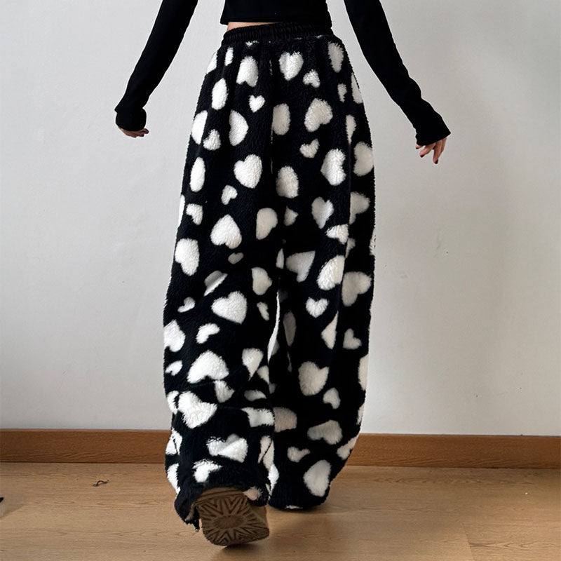 Velloura | Wide-leg heart print pants