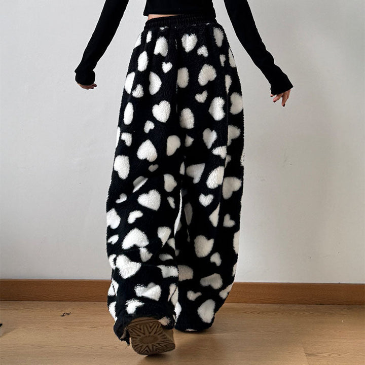 Velloura | Wide-leg heart print pants
